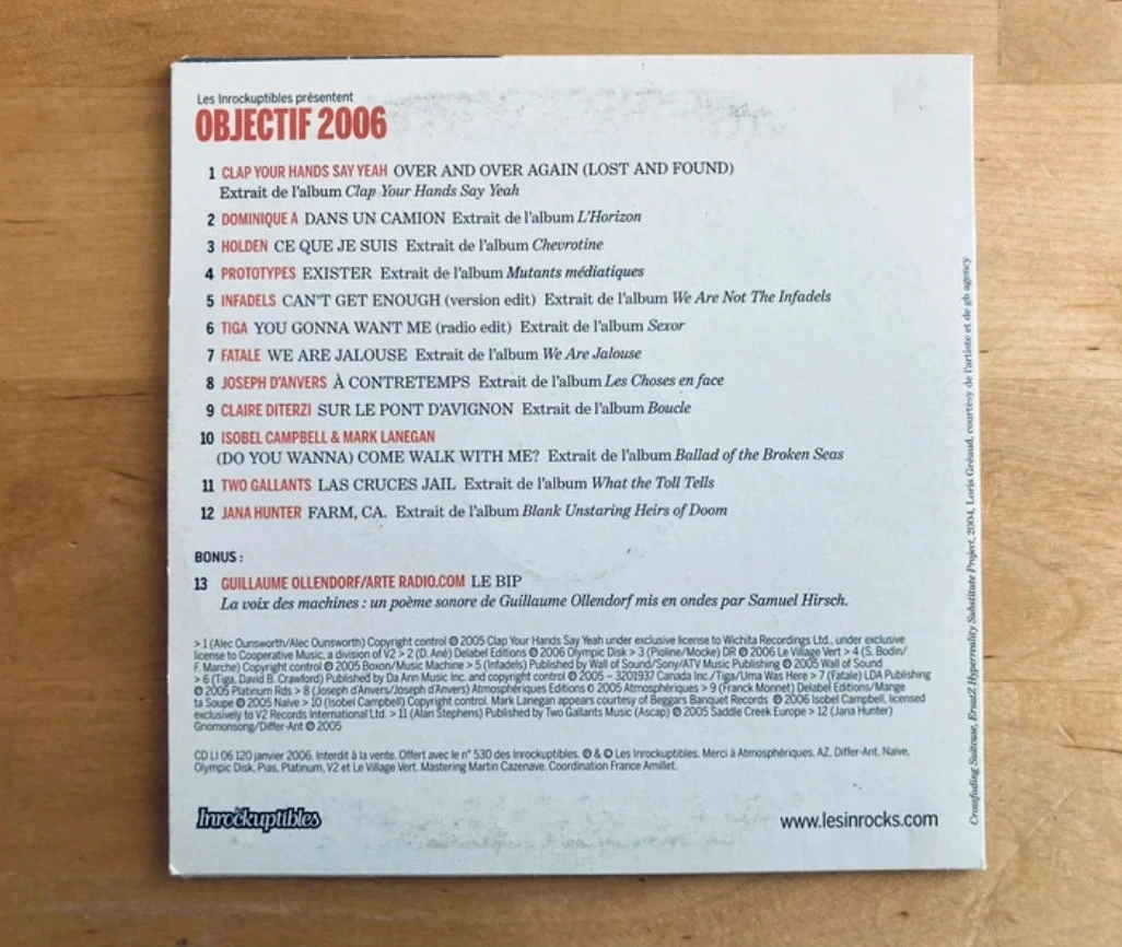CD sampler Les Inrocks objetivo 2006 vol 1. – photo 2
